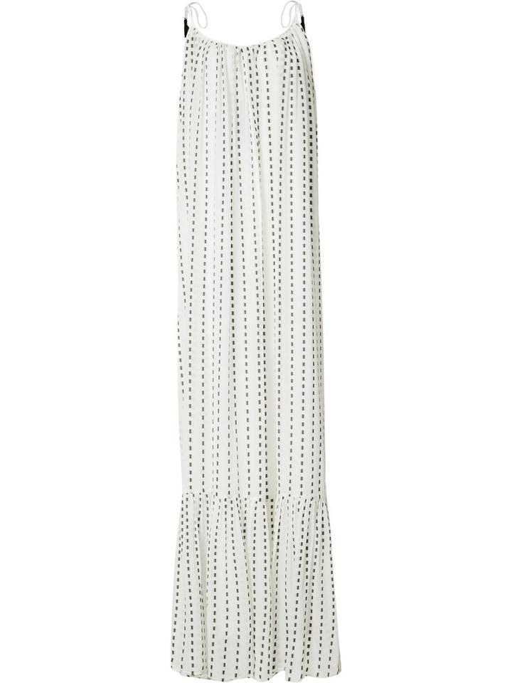 Saloni Blurred Stripe Maxi Dress, Women's, Size: 4, White, Polyester/silk