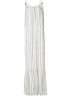 Saloni Blurred Stripe Maxi Dress, Women's, Size: 4, White, Polyester/silk