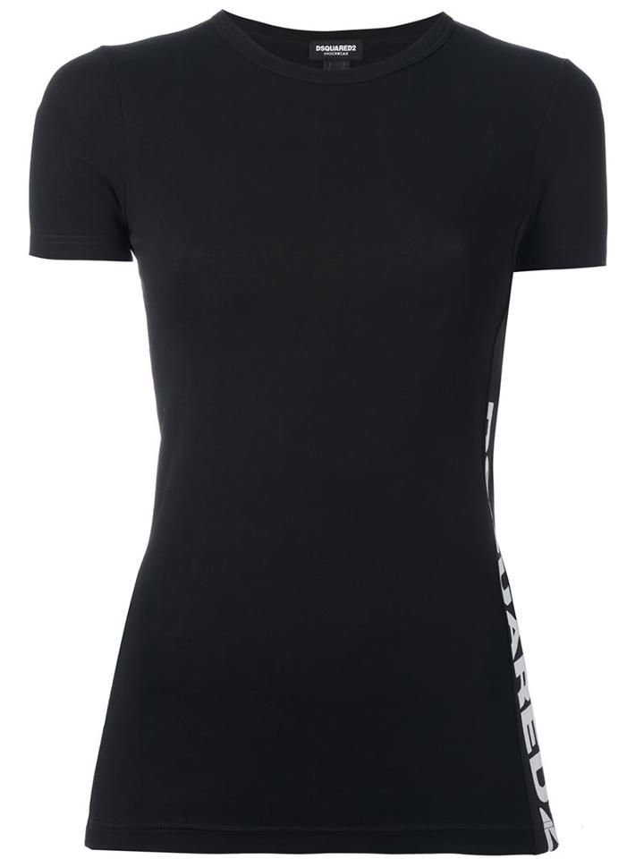 Dsquared2 Logo T-shirt, Women's, Size: Medium, Black, Cotton/spandex/elastane