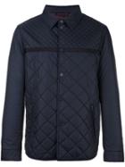 Salvatore Ferragamo Quilted Jacket, Men's, Size: 50, Blue, Polyamide/polyester