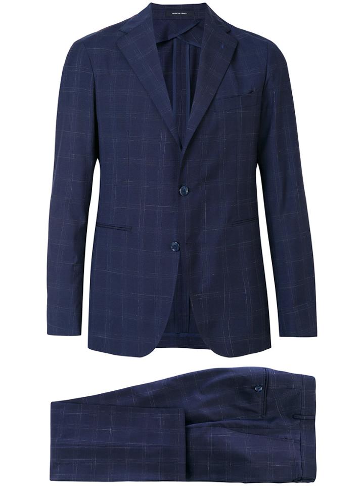 Tagliatore Madras Two Piece Suit - Blue