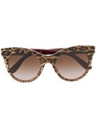 Dolce & Gabbana Eyewear Leopard Print Cat-eye Sunglasses - Neutrals