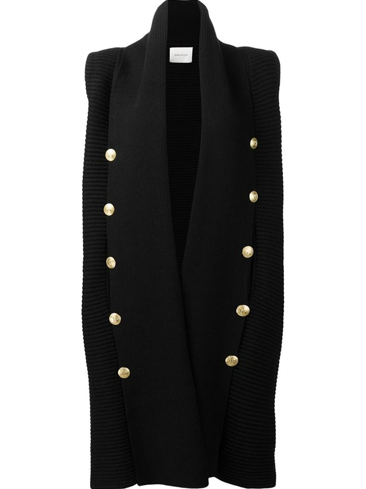 Pierre Balmain Double-breasted Knit Vest, Women's, Size: 34, Black, Acrylic/wool