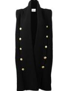 Pierre Balmain Double-breasted Knit Vest, Women's, Size: 34, Black, Acrylic/wool