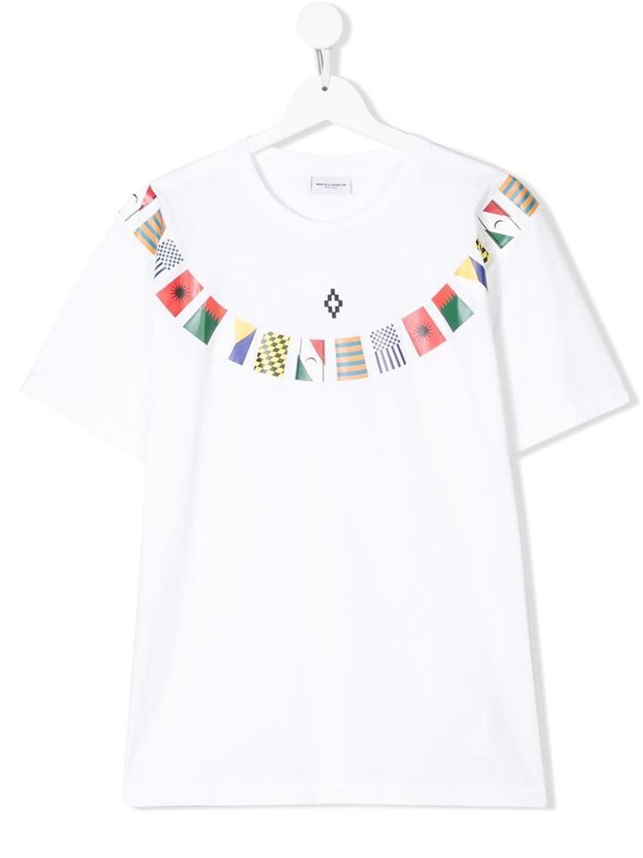 Marcelo Burlon County Of Milan Kids Teen Flags Print T-shirt - White