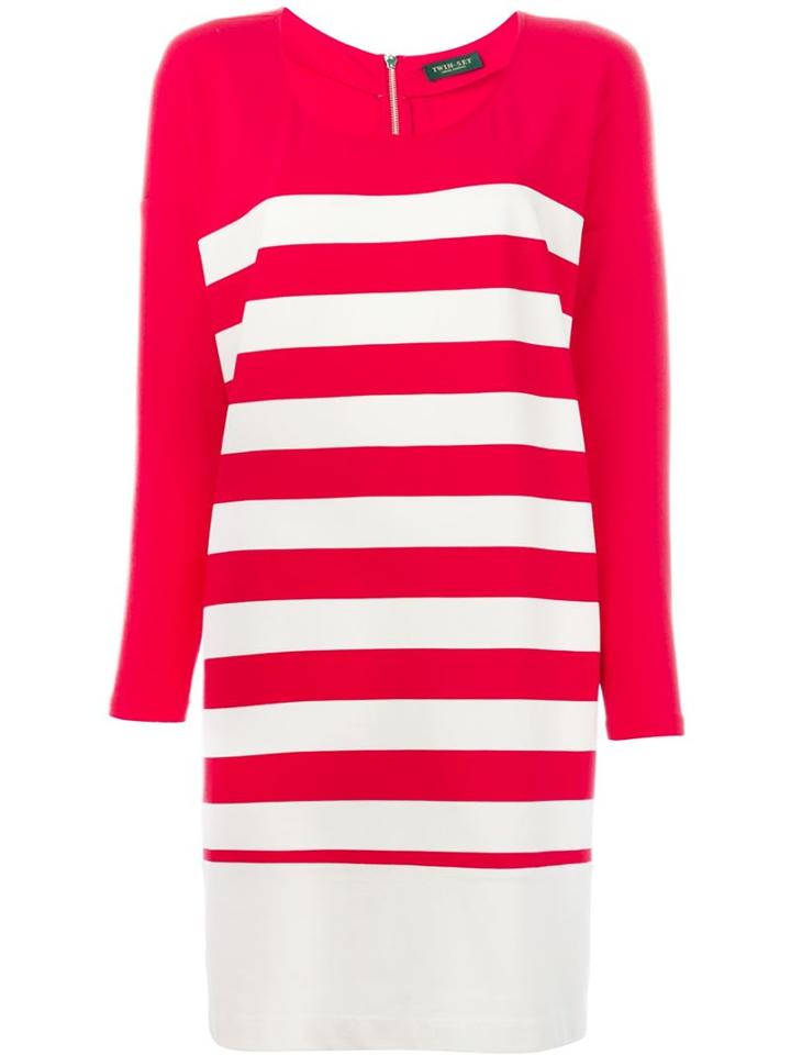 Twin-set Striped Shift Dress, Women's, Size: Xs, Red, Viscose/polyamide/spandex/elastane
