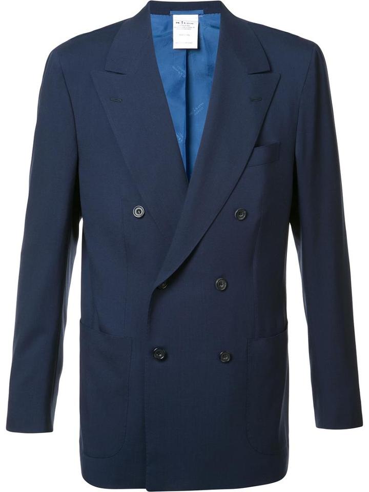 Kiton Double Breasted Blazer, Men's, Size: 50, Blue, Cashmere