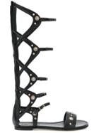 Grey Mer Embellished Gladiator Sandals - Black