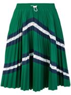 Valentino Lace Panel Pleated Skirt - Green
