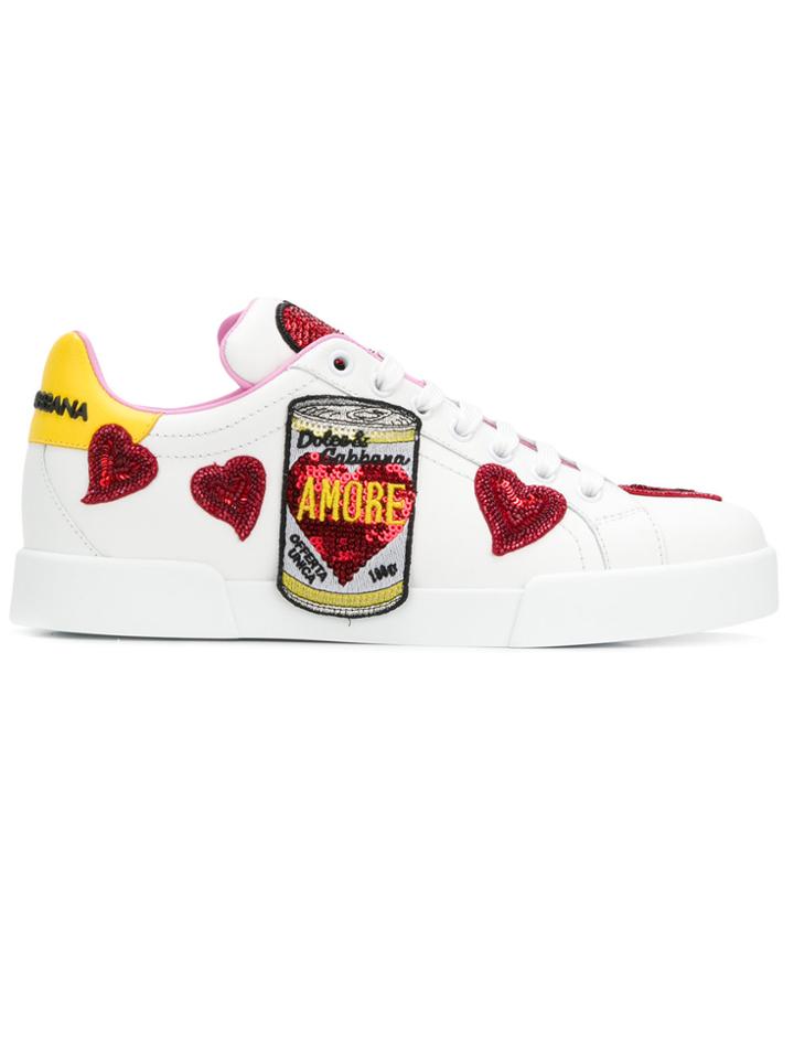 Dolce & Gabbana Portofino Patch Sneakers - White