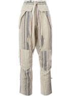 Chloé Striped Trousers, Women's, Size: 38, White, Cotton/linen/flax