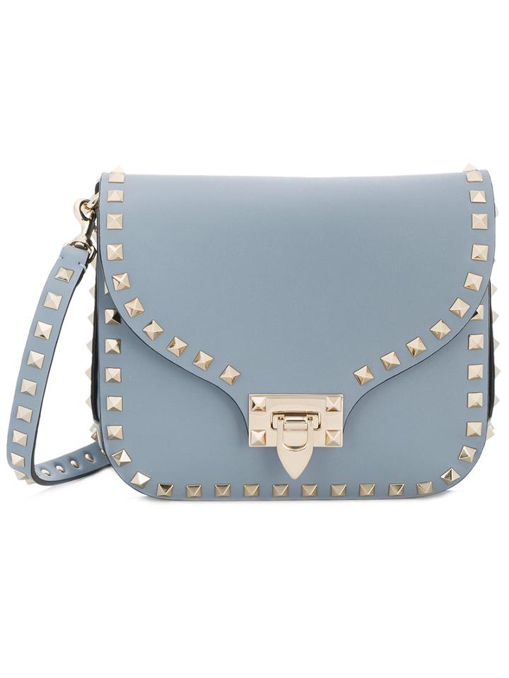 Valentino - Valentino Garavani Rockstud Shoulder Bag - Women - Leather/metal - One Size, Grey, Leather/metal