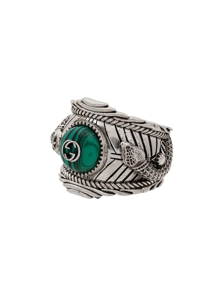 Gucci Garden Sterling Silver Plated Brass Logo Ring - Metallic