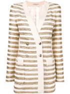 Alessandra Rich Striped Double Breasted Blazer - Gold