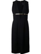 Jay Ahr Gold-tone Detail V-neck Dress, Women's, Size: 34, Black, Rayon/polyamide/spandex/elastane
