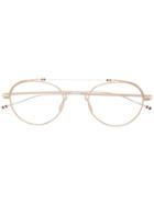 Thom Browne Eyewear Round Frame Glasses - Gold
