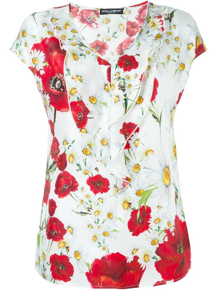 Dolce & Gabbana Daisy And Poppy Print Blouse