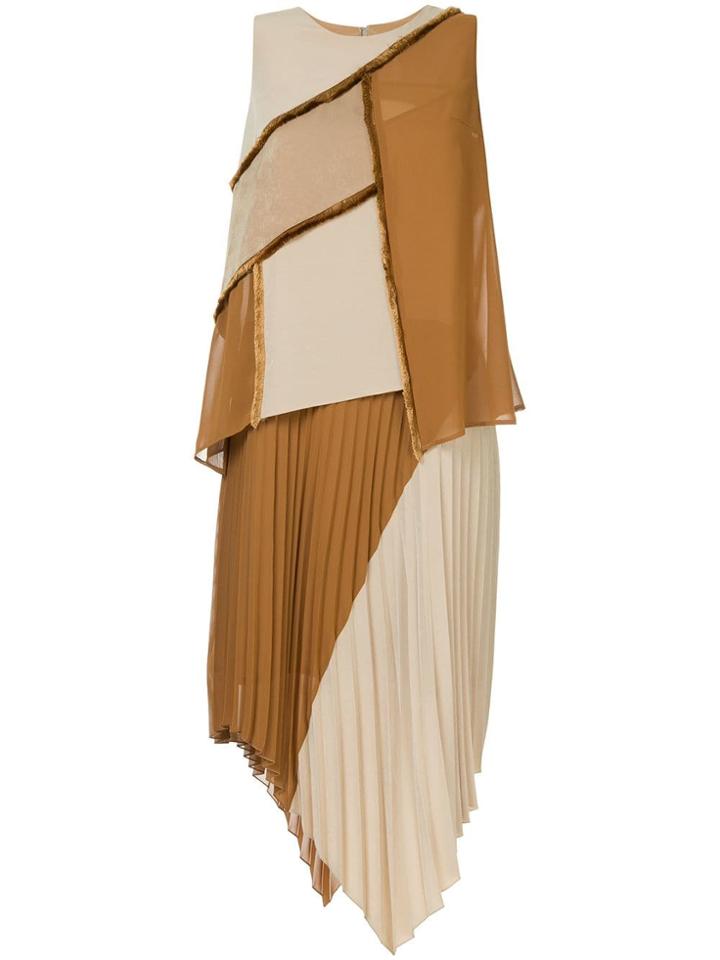 Muller Of Yoshiokubo Kielyr Patchwork Asymmetric Dress - Brown