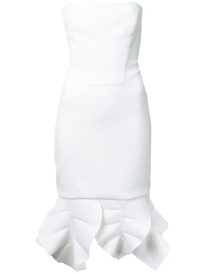Christopher Esber 'redux' Ruffle Leaf Mini Dress, Women's, Size: 6, White, Polyester/spandex/elastane
