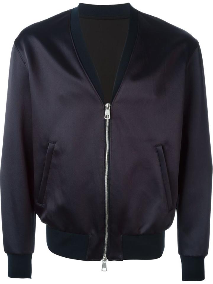 Neil Barrett Stylised Bomber Jacket, Men's, Size: M, Blue, Polyamide/acetate/cupro