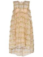 Simone Rocha Gold Embellished Babydoll Dress - Nude & Neutrals