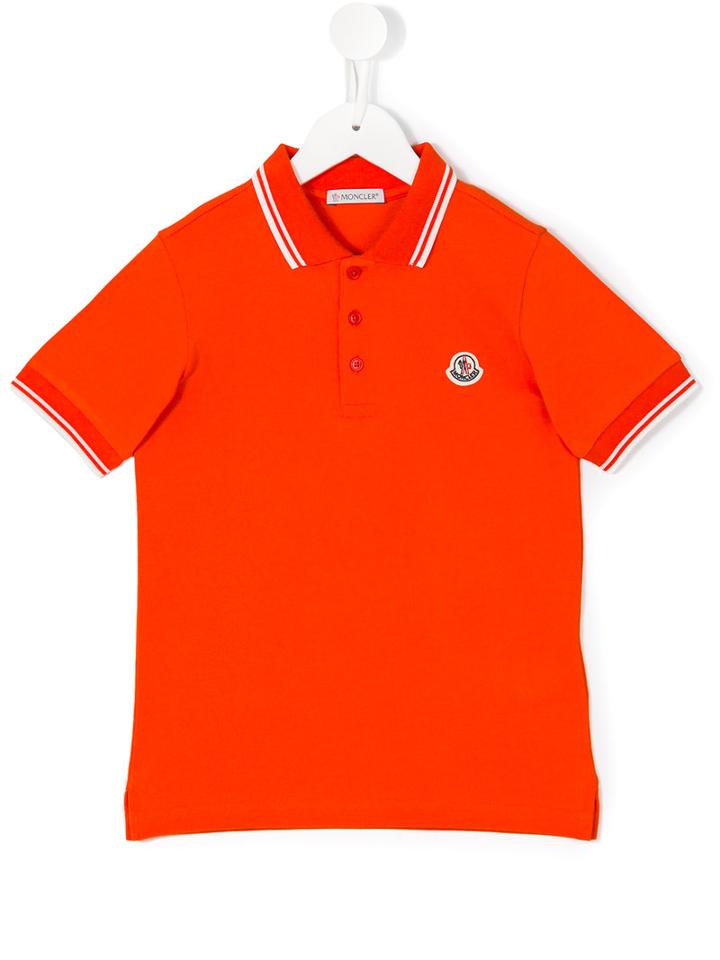 Moncler Kids Contrast Piping Polo Shirt, Boy's, Size: 10 Yrs, Red
