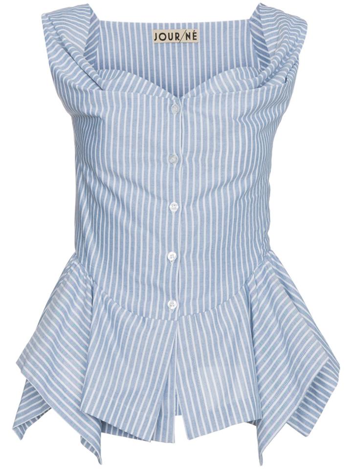 Jour/né Striped Peplum Top - Blue