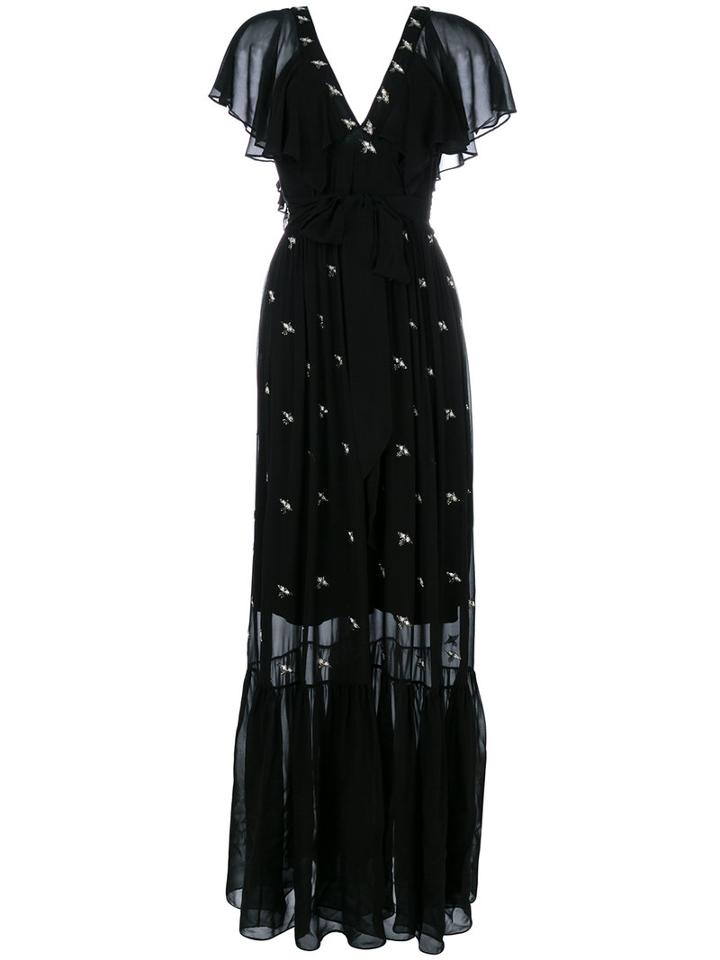 Temperley London - Starling V Neck Dress - Women - Cellulose - 12, Black, Cellulose