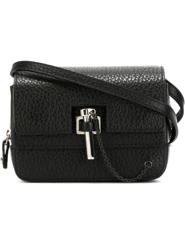 Carven Latch Detail Cross Body Bag, Women's, Black, Leather/polyester/cotton