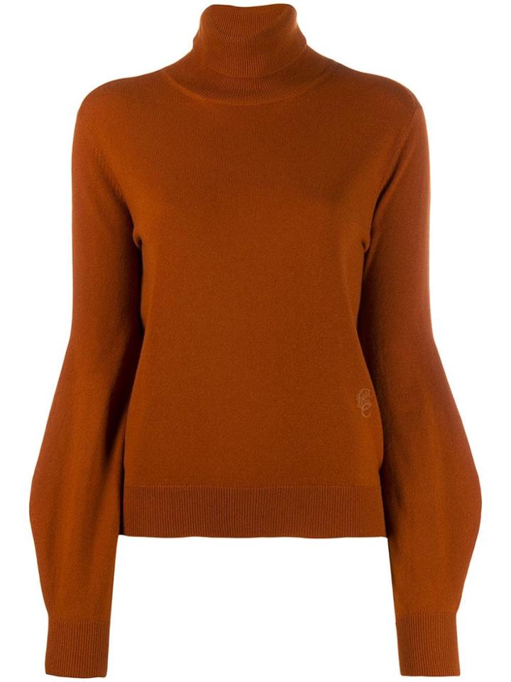 Chloé Knit Roll Neck Jumper - Brown