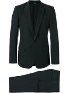 Dolce & Gabbana Contrast Stitch Trim Suit, Men's, Size: 46, Black, Cotton/linen/flax/viscose