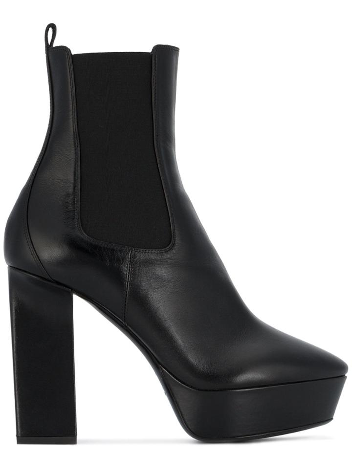 Saint Laurent Black Leather Vika 125 Platform Boots