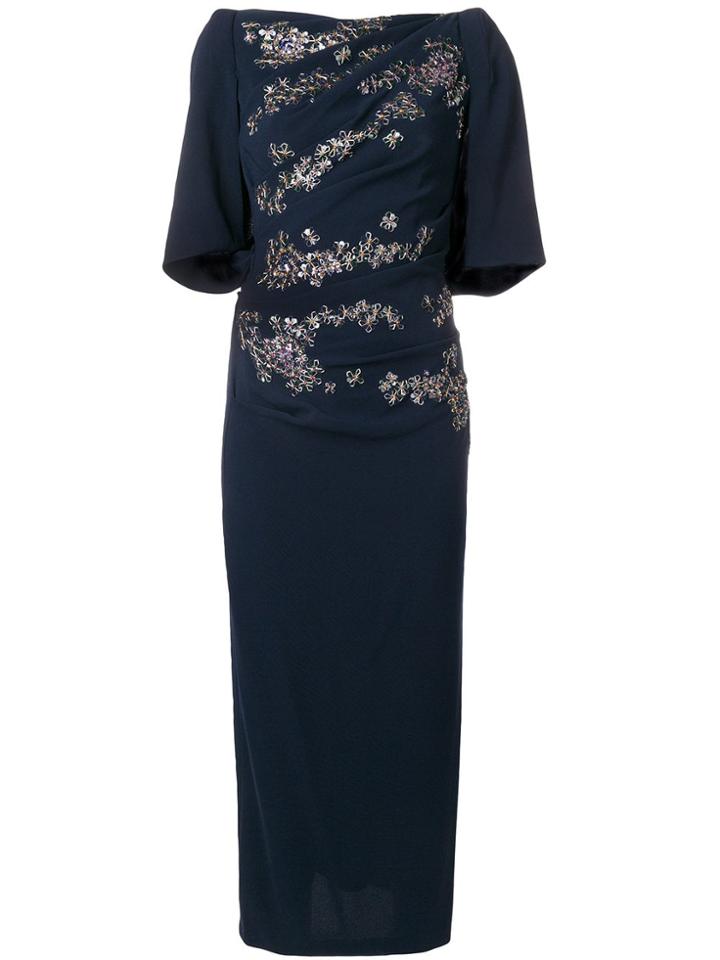 Talbot Runhof Floral Embellished Fitted Dress - Black