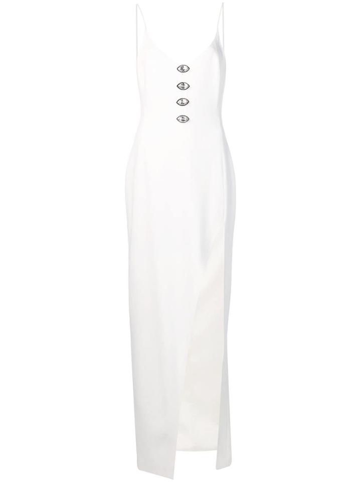 David Koma Thigh-split Embellished Gown - White