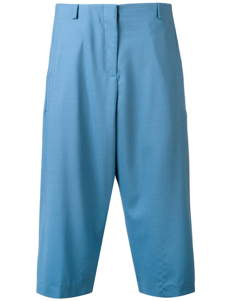 Aalto Pleated Cropped Trousers - Blue
