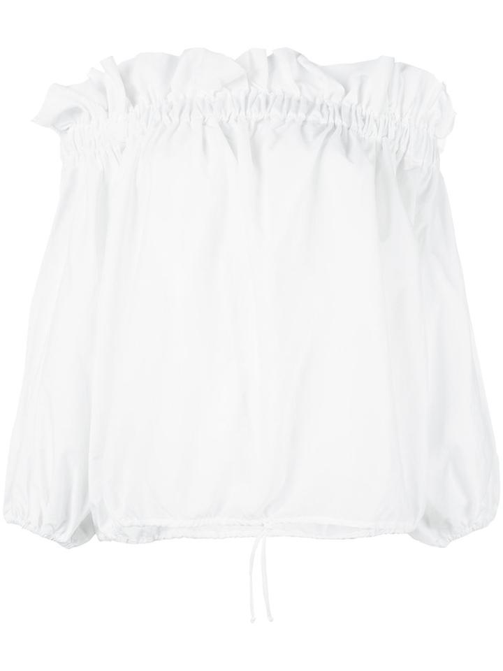 Marques'almeida Off-shoulders Gathered Blouse, Size: Xs, Red, Cotton
