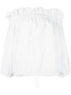 Marques'almeida Off-shoulders Gathered Blouse, Size: Xs, Red, Cotton