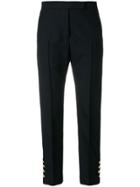 Thom Browne Button Vent Pintuck Solid Wool Trouser - Blue