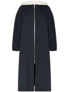 Jil Sander Zip Front Hooded Coat - Blue