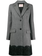 Twin-set Lace Appliqué Coat - Grey