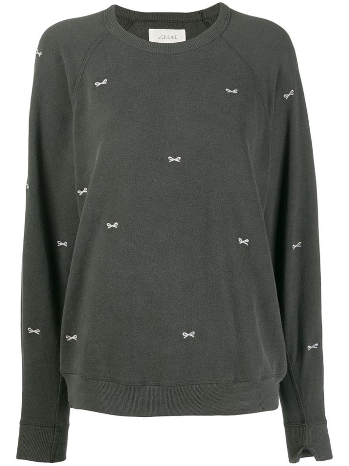 The Great. Striped Fleece Panel Jumper - Grey