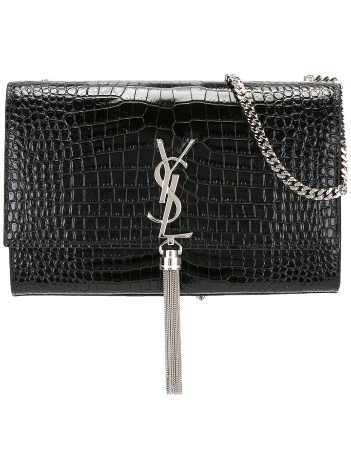 Saint Laurent Medium Kate Monogram Tassel Satchel - Black