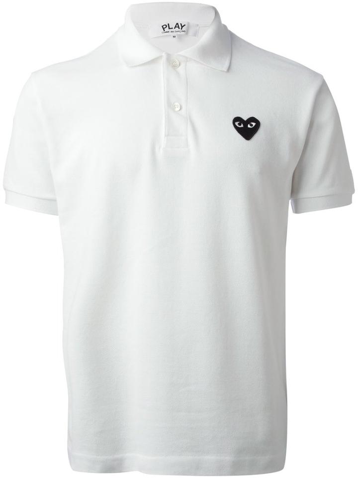 Comme Des Garçons Play - Embroidered Heart Polo Shirt - Men - Cotton - S, White, Cotton