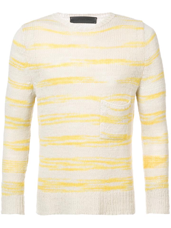The Elder Statesman Horizon Line Stripe Sweater - Yellow & Orange