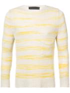 The Elder Statesman Horizon Line Stripe Sweater - Yellow & Orange