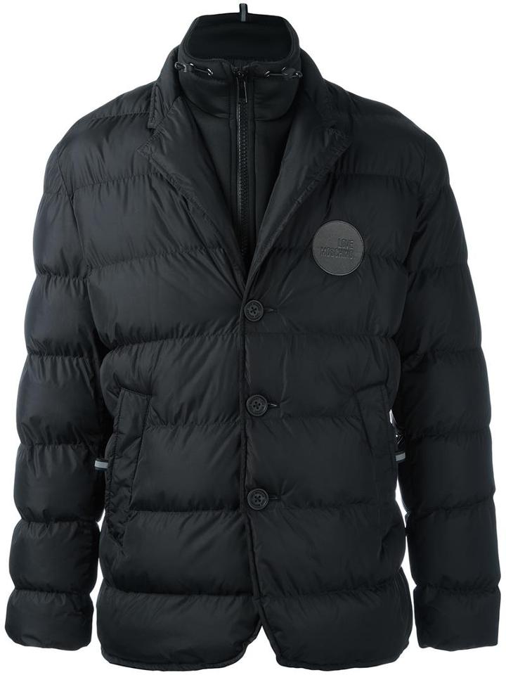 Love Moschino Zip Up Padded Jacket, Men's, Size: 46, Black, Polyamide/polyester/spandex/elastane