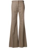 Rochas Flared High Waisted Trousers - Brown