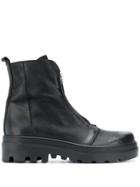 Strategia Chunky Heel Front Zip Boots - Black