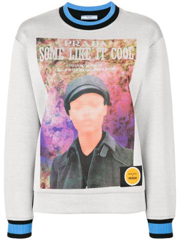 Prada Poster Girl Crew Neck Sweater - Grey