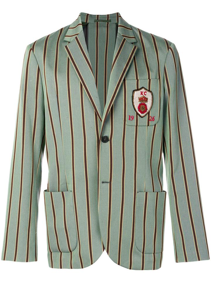 Kent & Curwen Pinstripe Crested Blazer - Green